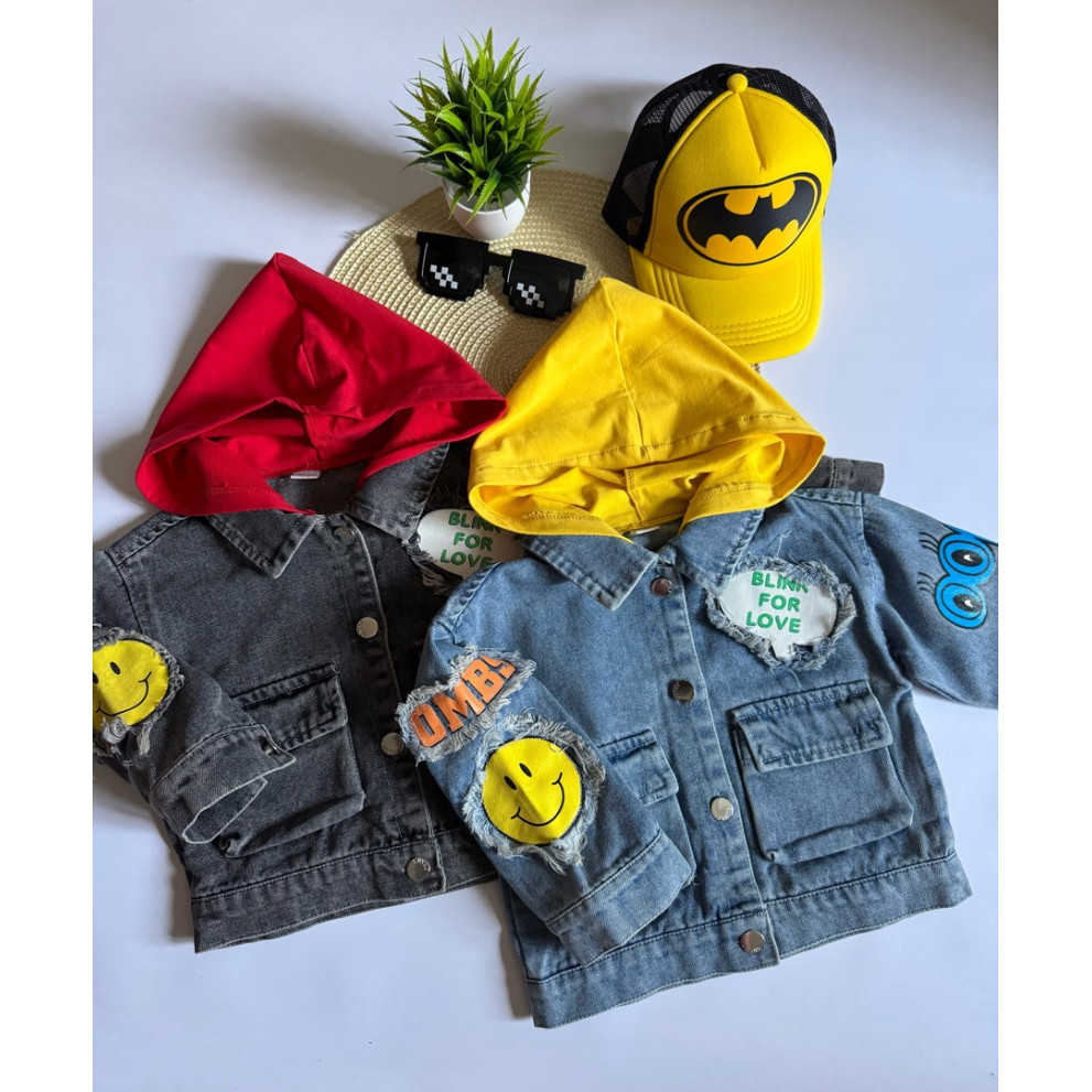 Джинсівка Oops з червоними вставками 10542