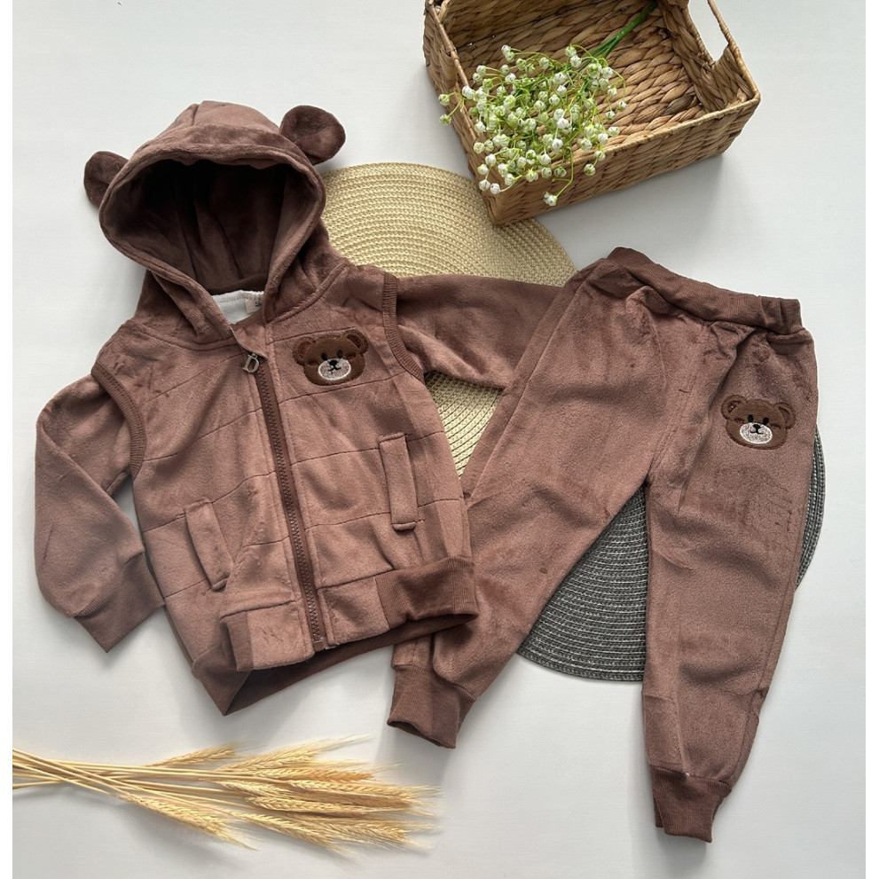 Костюм трійка теплий Bule Baby коричневий 10578 Костюм трійка теплий Bule Baby коричневий 10578