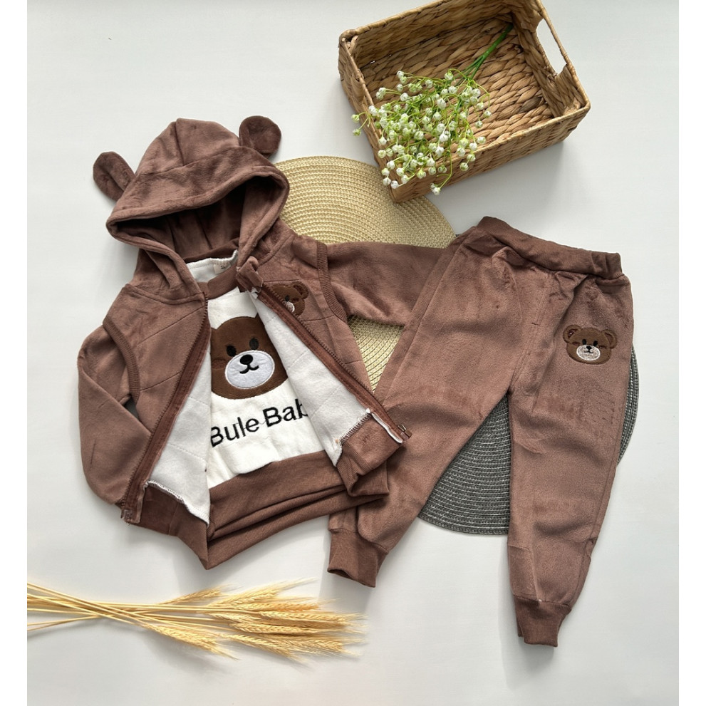 Костюм трійка теплий Bule Baby коричневий 10578 Костюм трійка теплий Bule Baby коричневий 10578