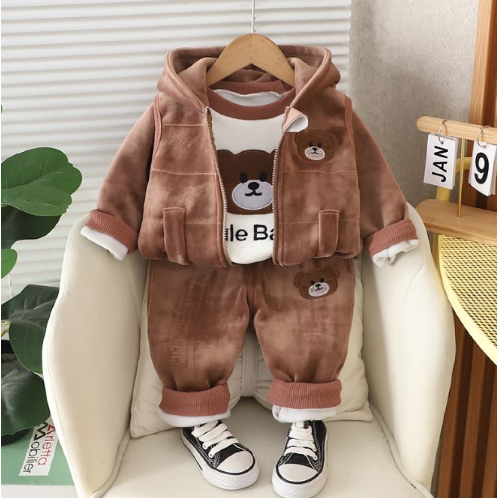 Костюм трійка теплий Bule Baby коричневий 10578