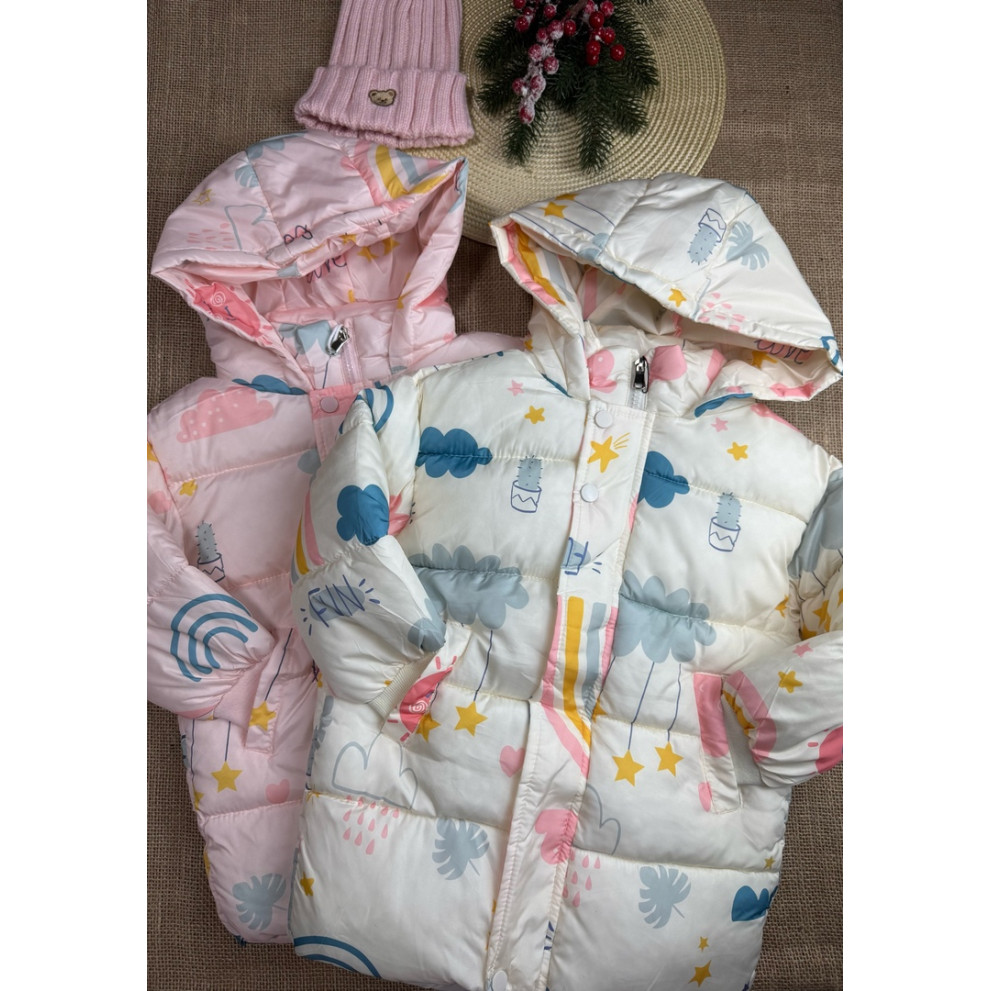 Пальто зимове для дівчинки біле 10636 Пальто зимове для дівчинки біле 10636