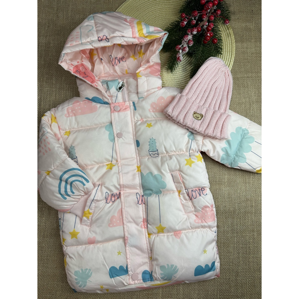 Пальто єврозима для дівчинки рожеве 10637 Пальто єврозима для дівчинки рожеве 10637