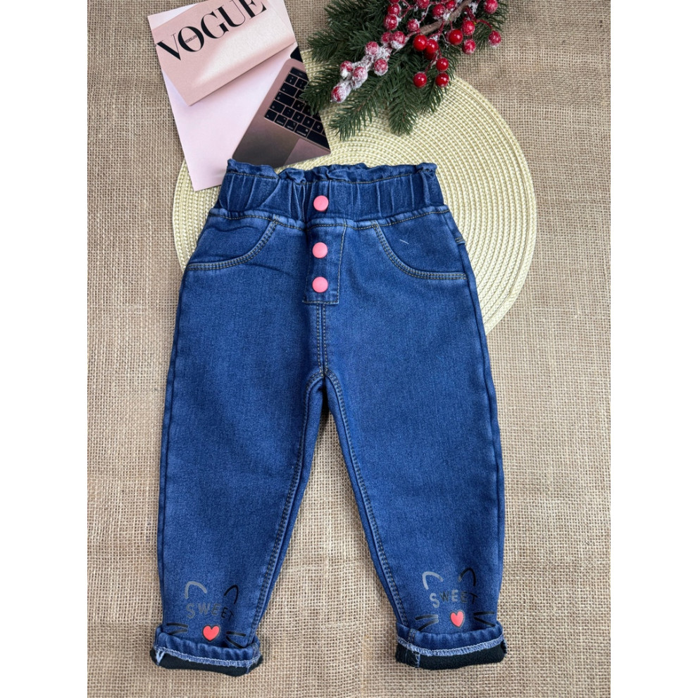 Джинси для дівчинки утеплені Sweet синій 10638