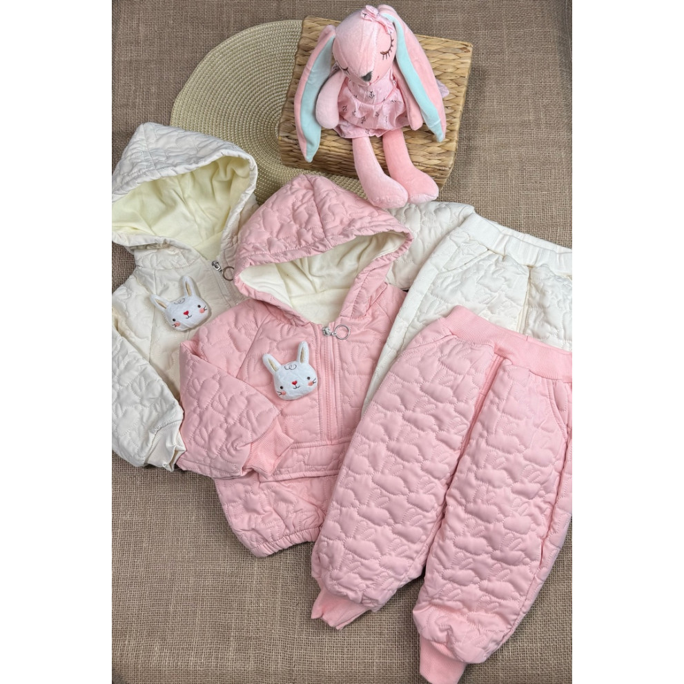 Утеплений костюм з зайчиком білий 10654