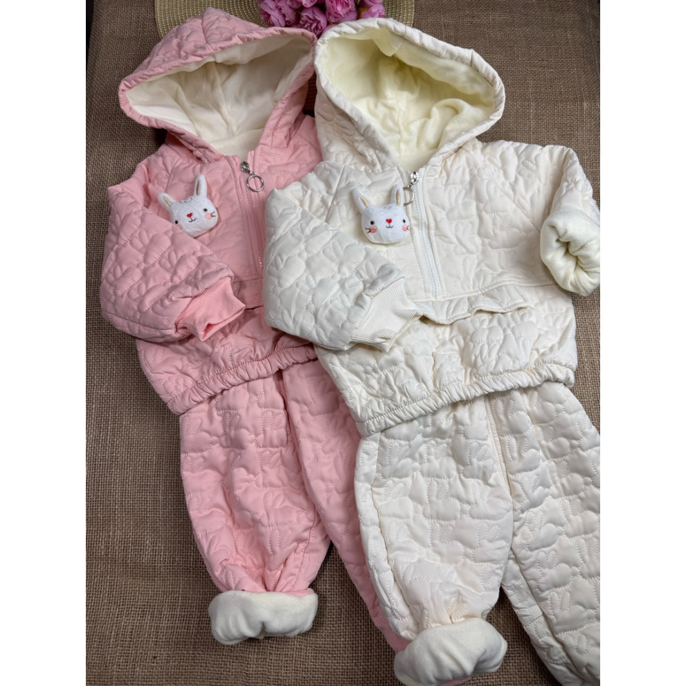 Утеплений костюм з зайчиком білий 10654