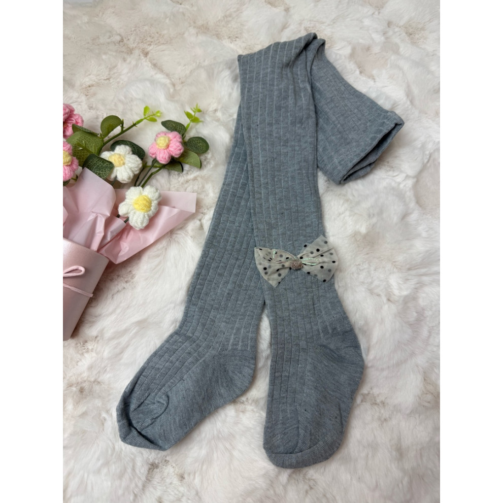 Колготки для дівчинки з бантиком сірий 10665