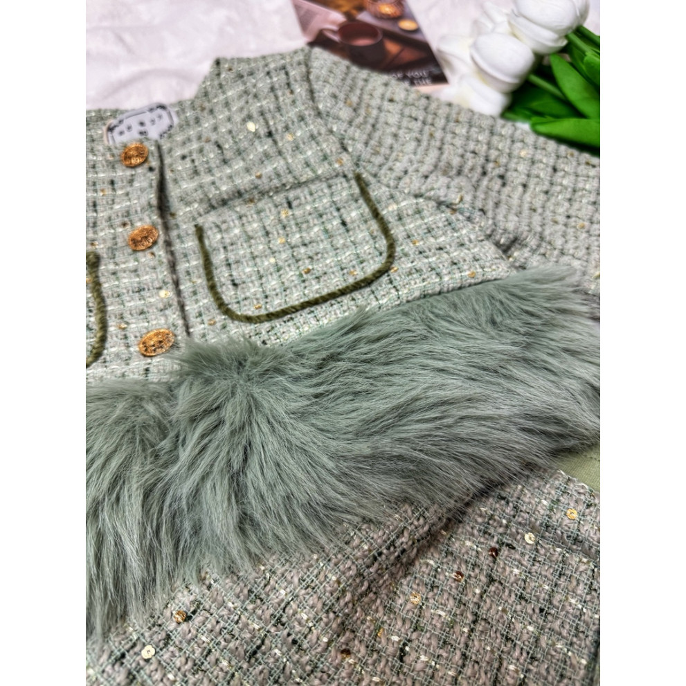 Комплект для дівчинки стильний з шортами зелений 10681