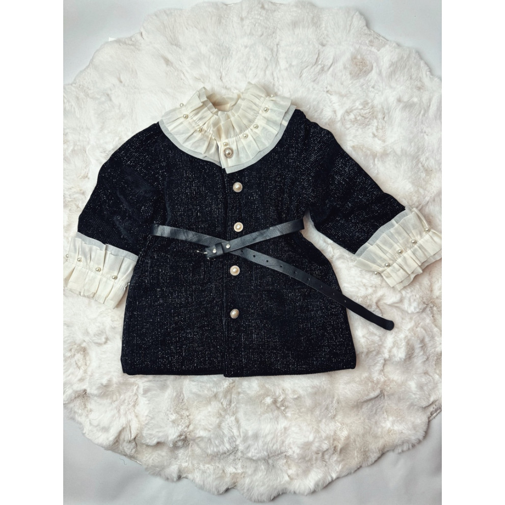 Пальто для дівчинки трикотажне з люрексом колір чорний 10682 Пальто для дівчинки трикотажне з люрексом колір чорний 10682