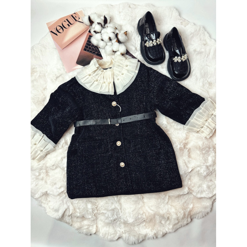 Пальто для дівчинки трикотажне з люрексом колір чорний 10682 Пальто для дівчинки трикотажне з люрексом колір чорний 10682