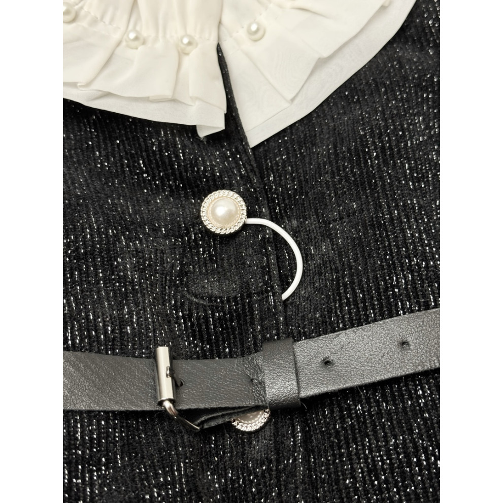 Пальто для дівчинки трикотажне з люрексом колір чорний 10682 Пальто для дівчинки трикотажне з люрексом колір чорний 10682