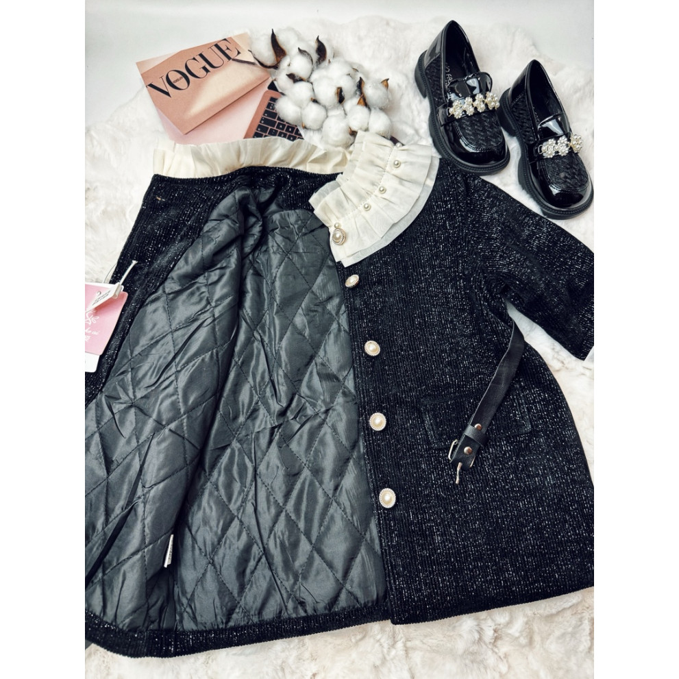 Пальто для дівчинки трикотажне з люрексом колір чорний 10682 Пальто для дівчинки трикотажне з люрексом колір чорний 10682