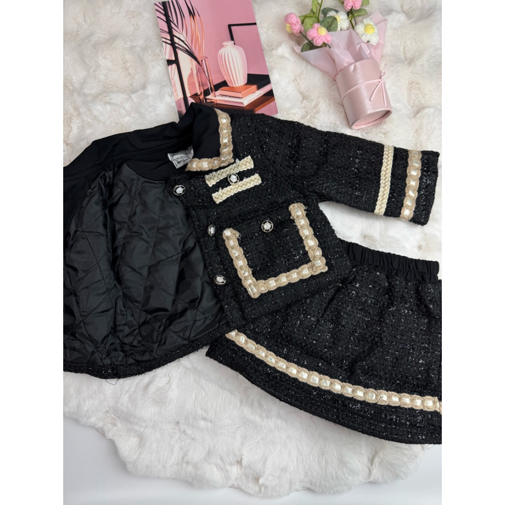Комплект для дівчинки зі спідничкою теплий чорний 10686