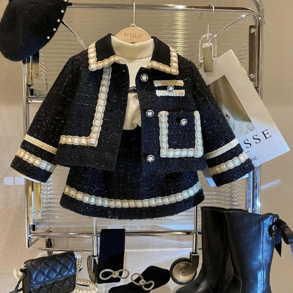 Комплект для дівчинки зі спідничкою теплий чорний 10686