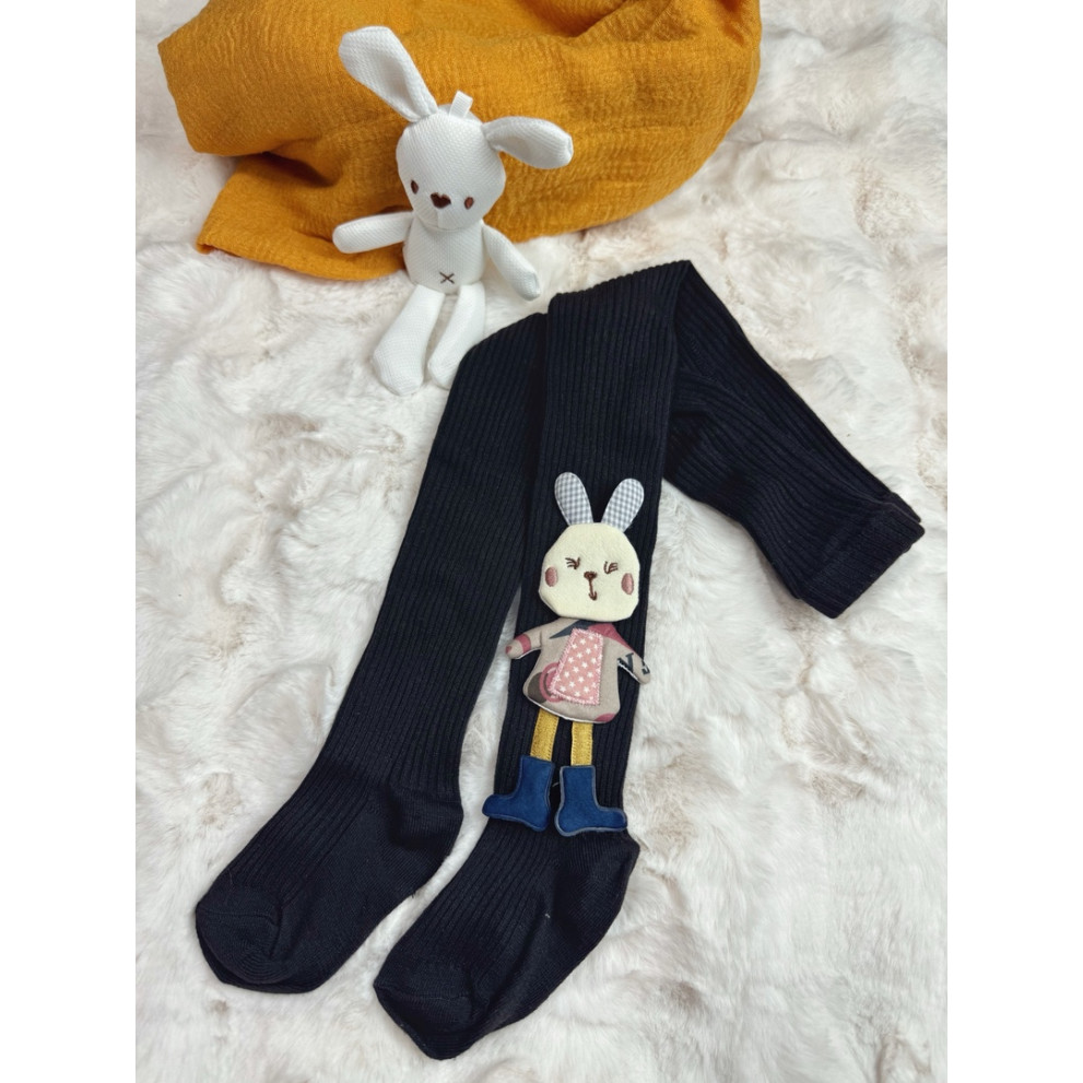 Колготки для дівчинки з зайчиком колір чорний 10687