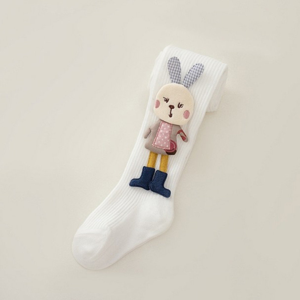 Колготки для дівчинки з зайчиком колір білий 10688