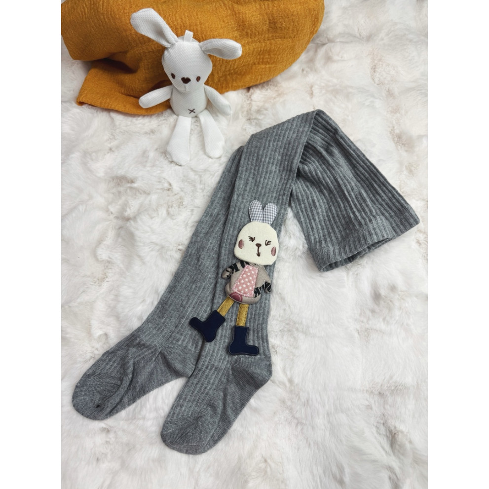 Колготки для дівчинки з зайчиком колір сірий 10689