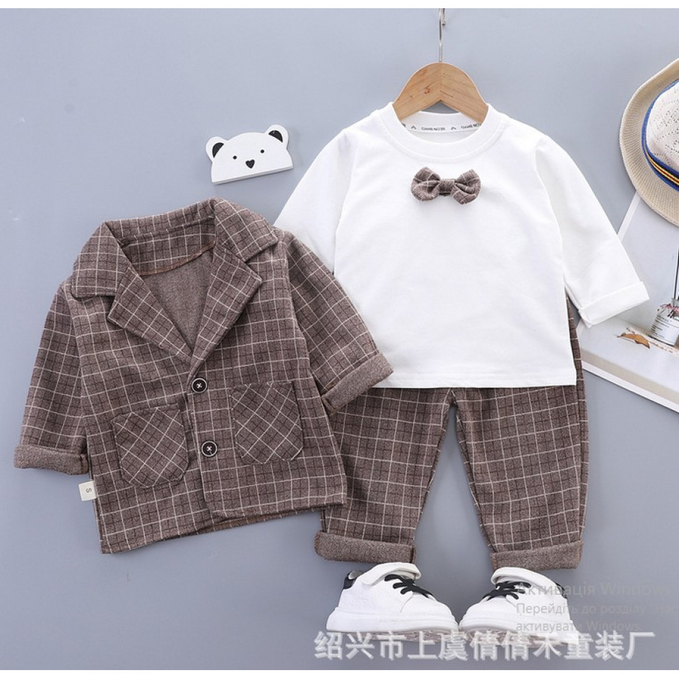 Нарядний костюм трійка хлопчику коричневий 10695 Нарядний костюм трійка хлопчику коричневий 10695