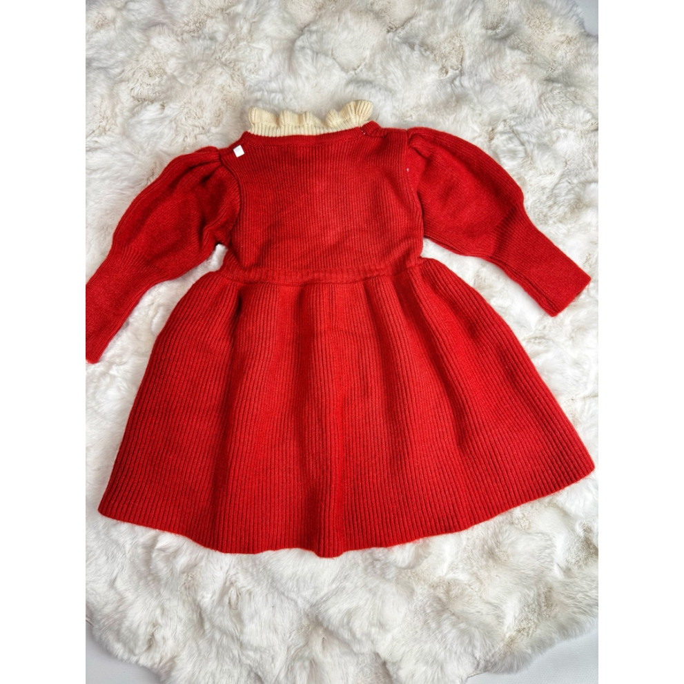 Сукня для дівчинки в'язана з бантиком колір червоний 10708