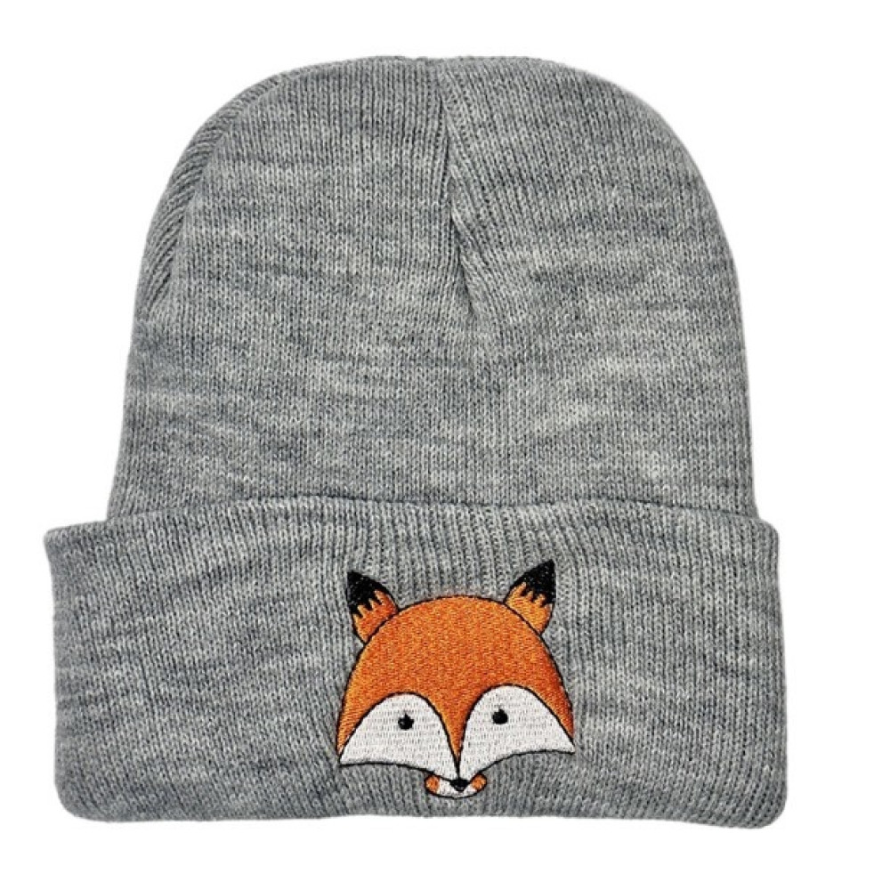 Шапка демісезонна з лисичкою колір сірий 10718