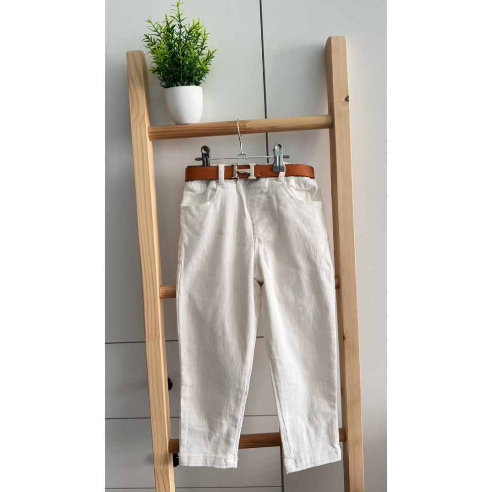 Штанці котонові для хлопчика колір білий 10744