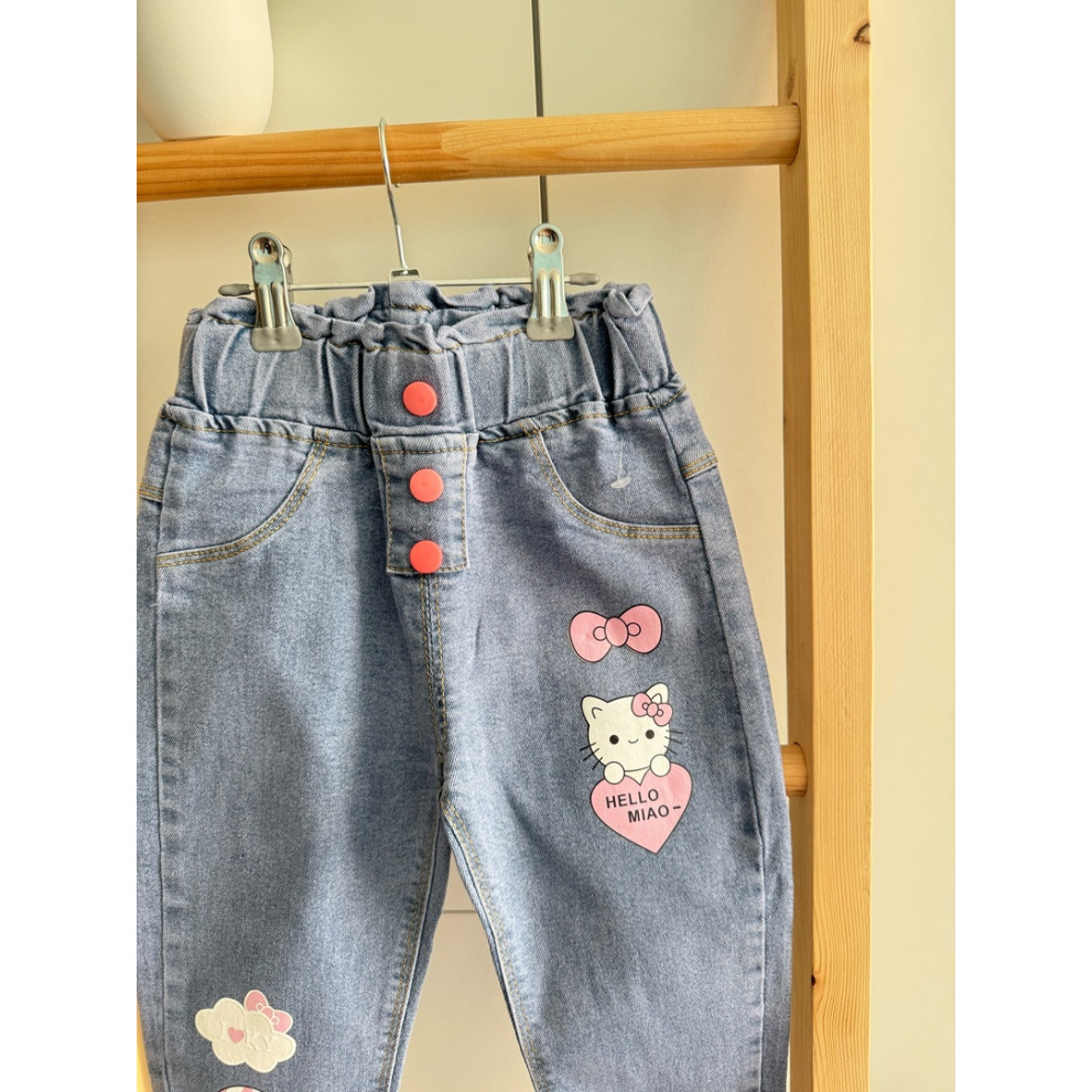 Джинси для дівчинки Hello miao колір синій 10749