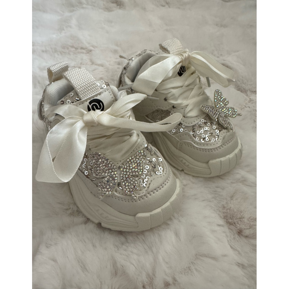 Кросівки для дівчинки блискучі з метеликом 10758 Кросівки для дівчинки блискучі з метеликом 10758