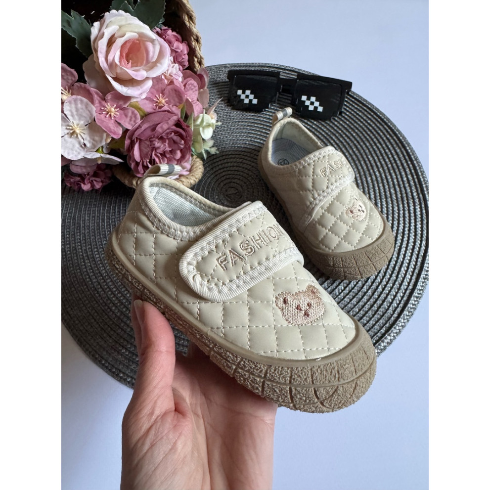 Дитячі кеди з ведмедиком колір бежевий 10778