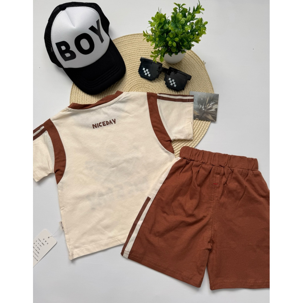 Костюм Nice Day на літо хлопчику колір коричневий 10787 Костюм Nice Day на літо хлопчику колір коричневий 10787