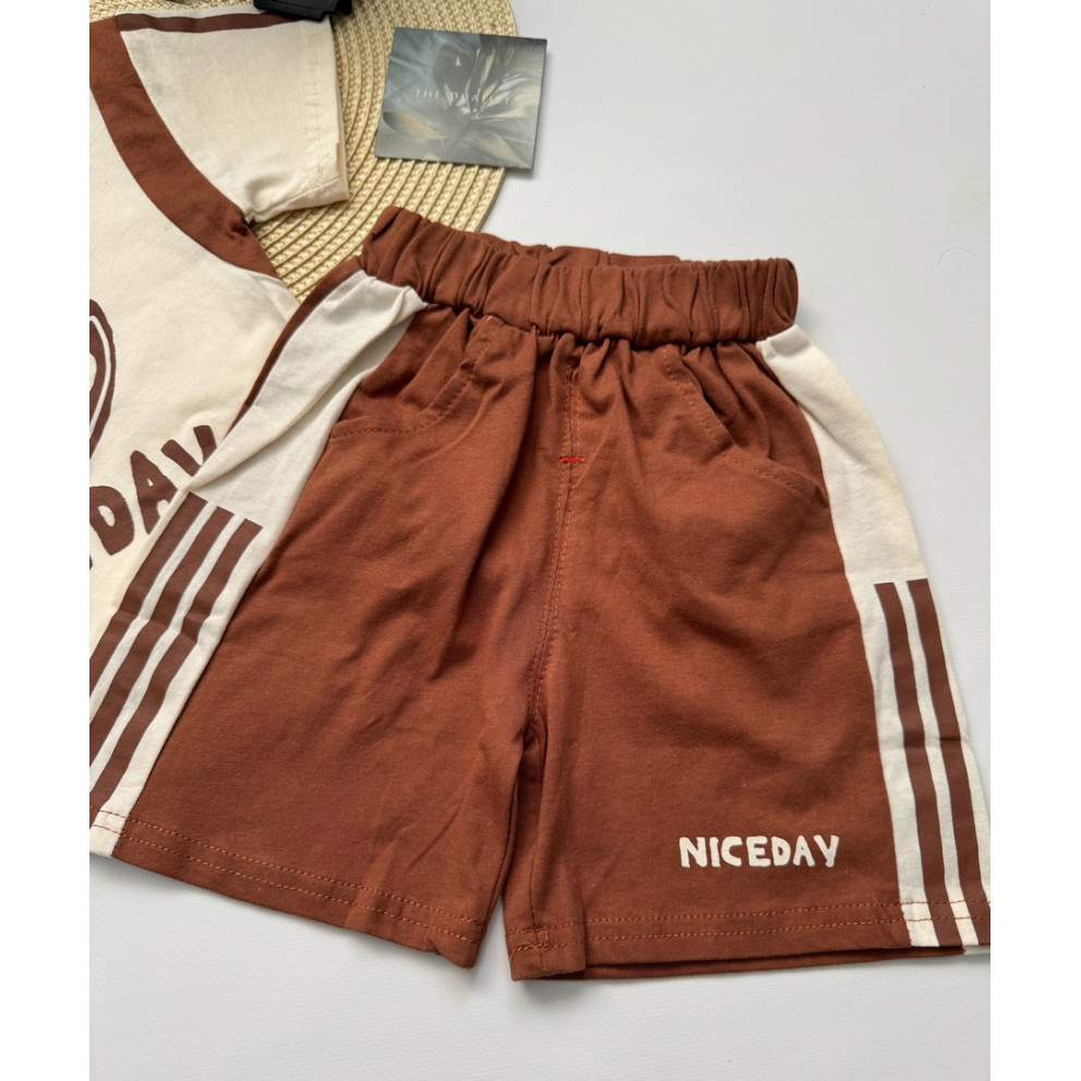 Костюм Nice Day на літо хлопчику колір коричневий 10787 Костюм Nice Day на літо хлопчику колір коричневий 10787