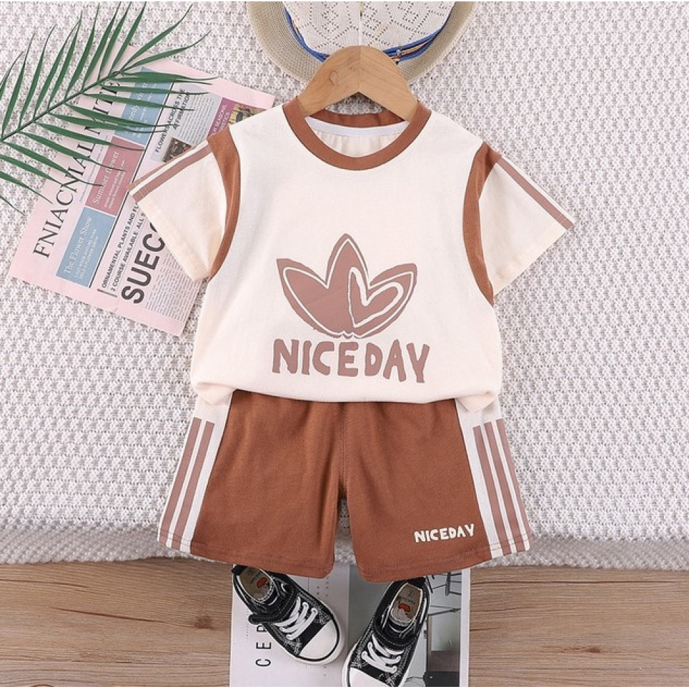 Костюм Nice Day на літо хлопчику колір коричневий 10787
