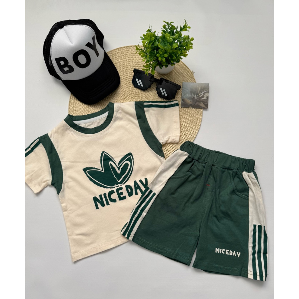 Костюм Nice Day на літо хлопчику колір зелений 10788 Костюм Nice Day на літо хлопчику колір зелений 10788