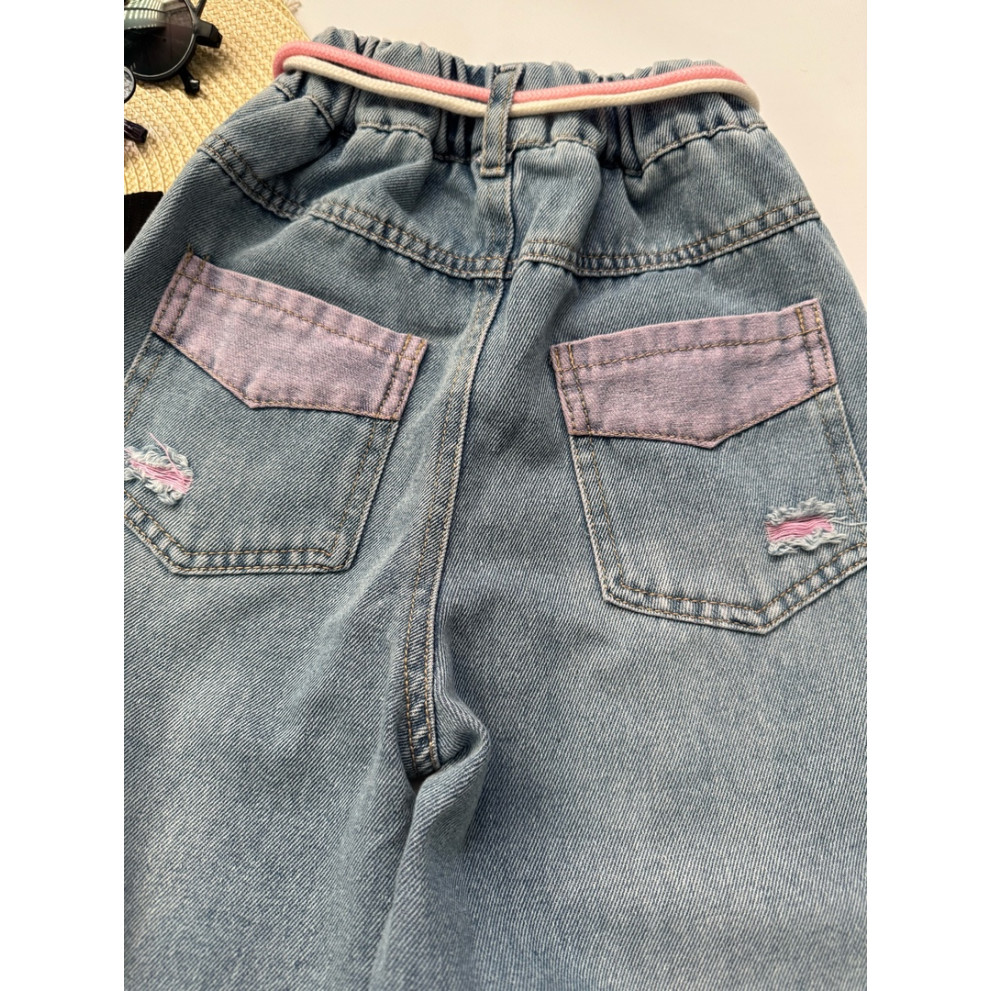 Комплект для дівчинки чорна футболка і джинси 10789 Комплект для дівчинки чорна футболка і джинси 10789