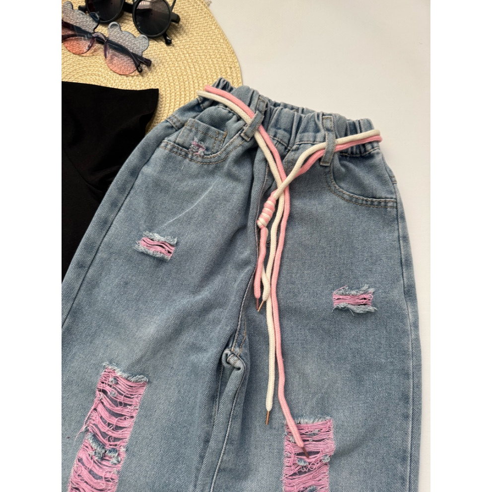 Комплект для дівчинки чорна футболка і джинси 10789 Комплект для дівчинки чорна футболка і джинси 10789