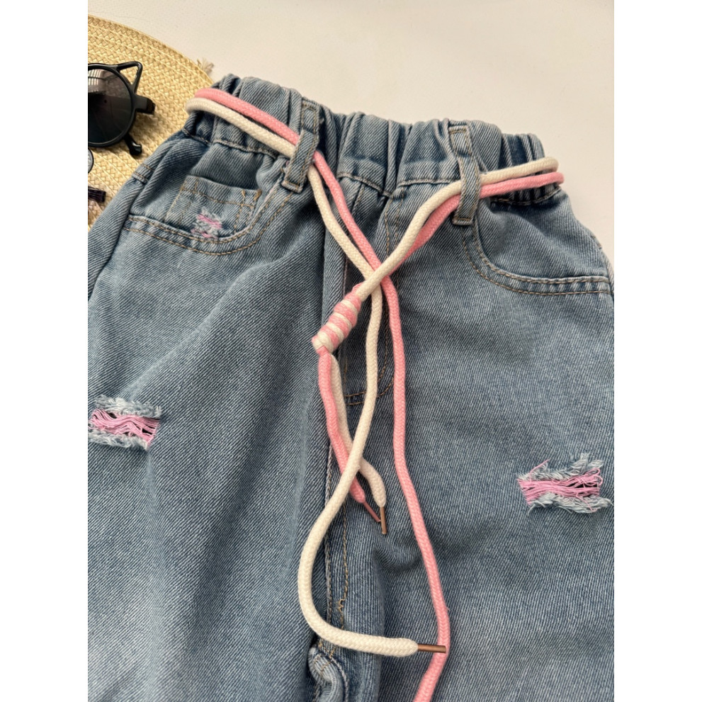 Комплект для дівчинки біла футболка і джинси 10790 Комплект для дівчинки біла футболка і джинси 10790