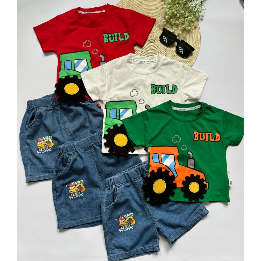 Костюм на літо хлопчику Build колір зелений 10796