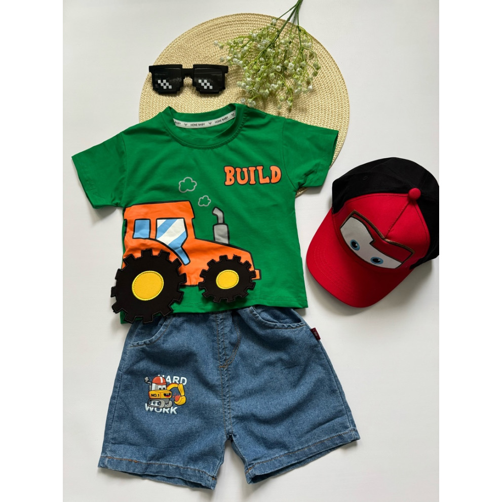 Костюм на літо хлопчику Build колір зелений 10796