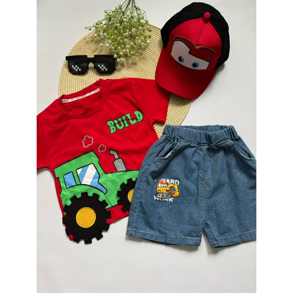 Костюм на літо хлопчику Build колір червоний 10797 Костюм на літо хлопчику Build колір червоний 10797