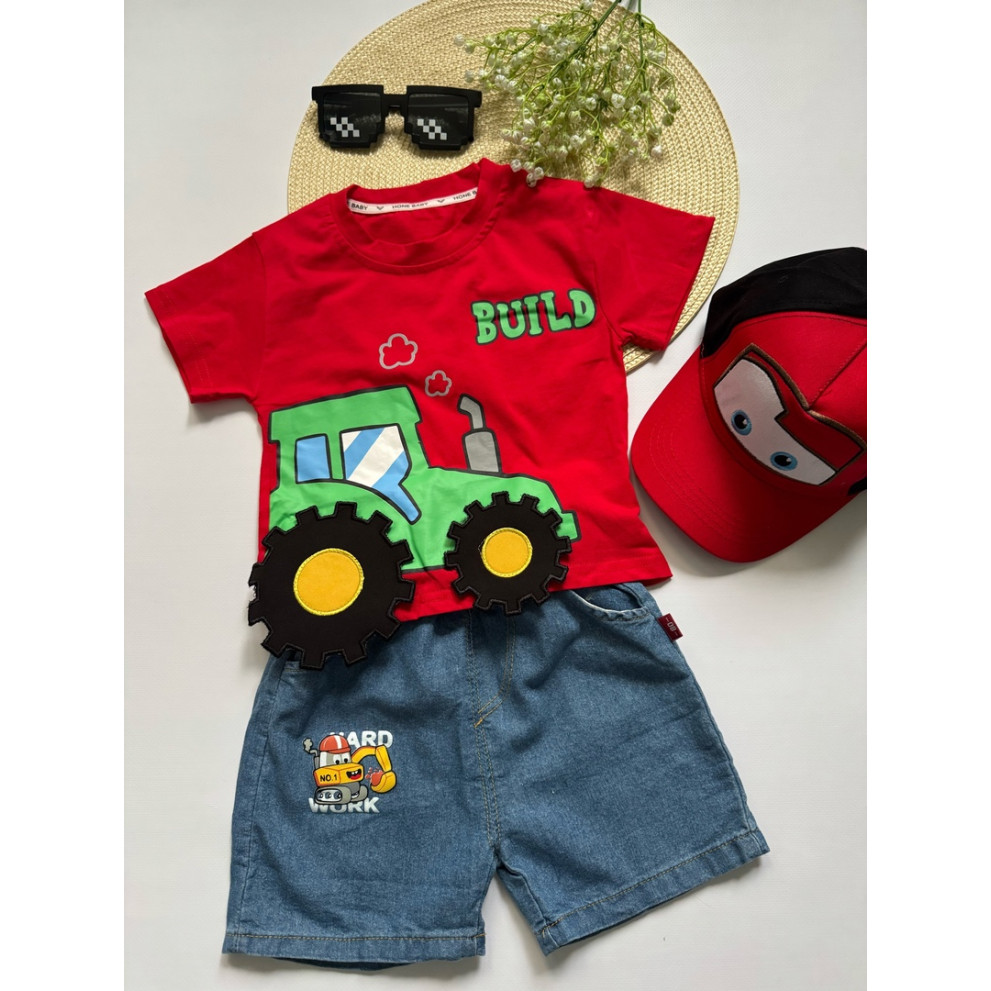 Костюм на літо хлопчику Build колір червоний 10797 Костюм на літо хлопчику Build колір червоний 10797
