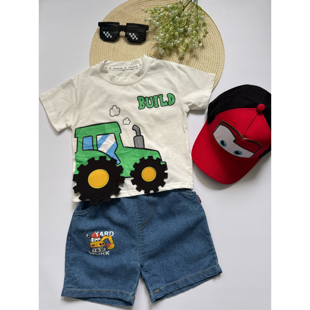 Костюм на літо хлопчику Build колір білий 10798 Костюм на літо хлопчику Build колір білий 10798