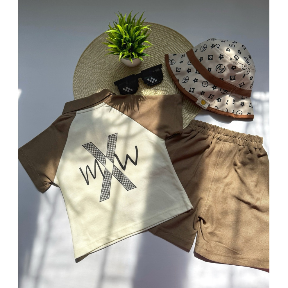 Костюм хлопчику на літо колір коричневий 10814 Костюм хлопчику на літо колір коричневий 10814