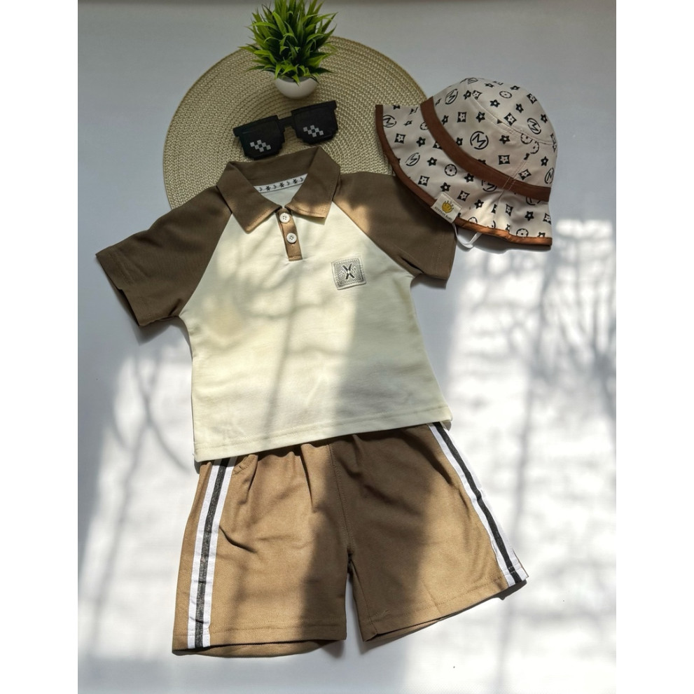 Костюм хлопчику на літо колір коричневий 10814 Костюм хлопчику на літо колір коричневий 10814