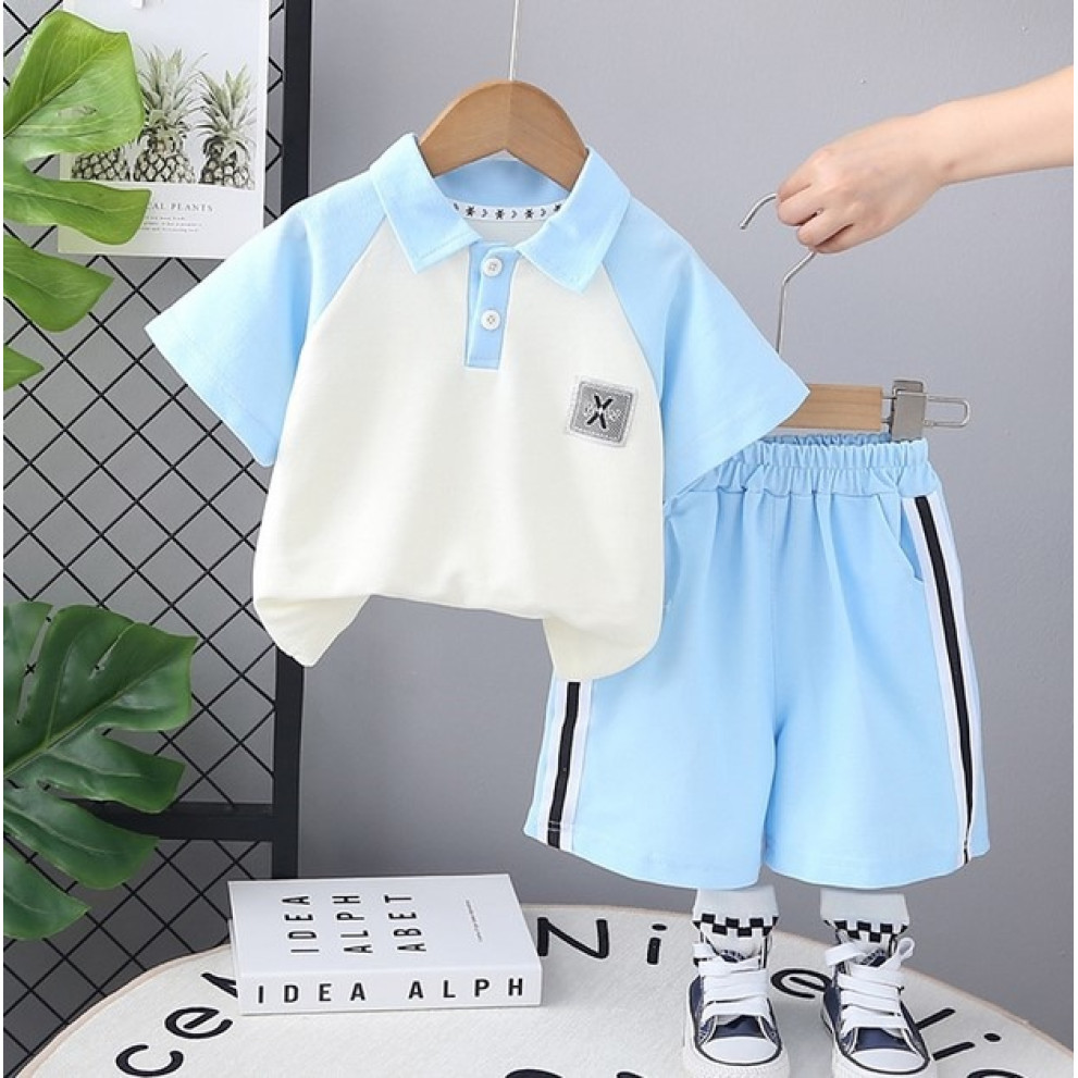 Костюм хлопчику на літо колір блакитний 10815