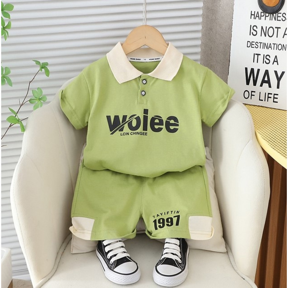 Костюм на літо Wolee хлопчику колір зелений 10821