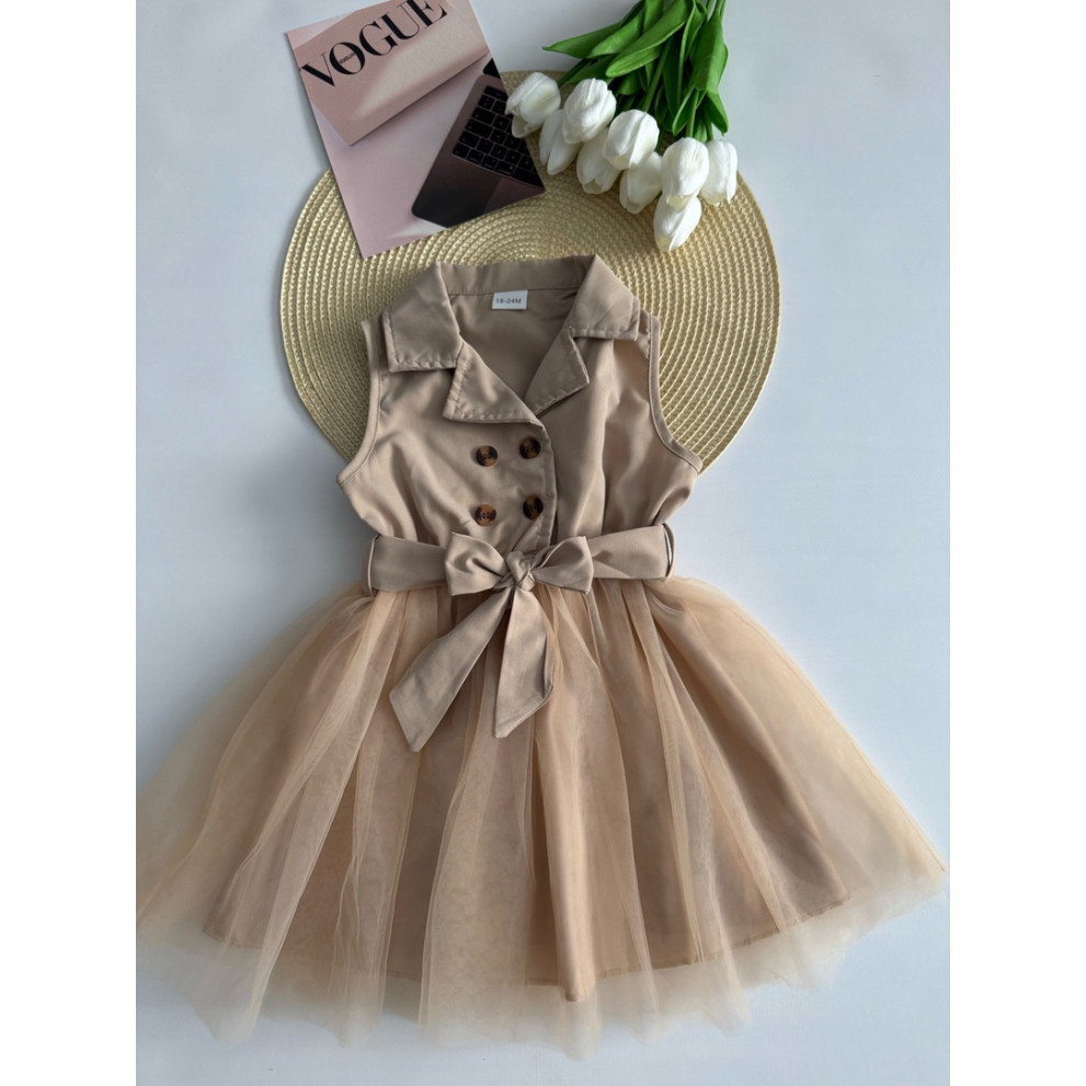 Сукня для дівчинки з фатином колір бежевий 10837