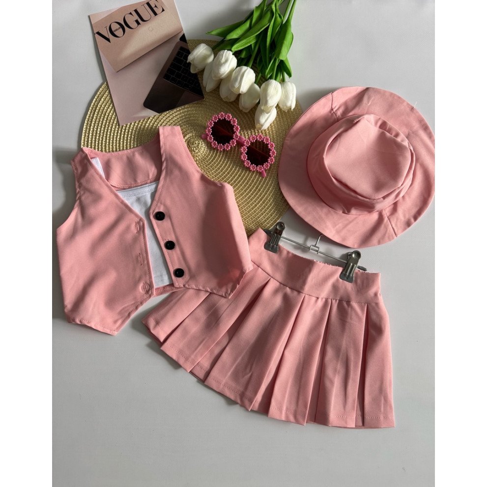 Літній костюм для маленької модниці колір рожевий 10845 Літній костюм для маленької модниці колір рожевий 10845