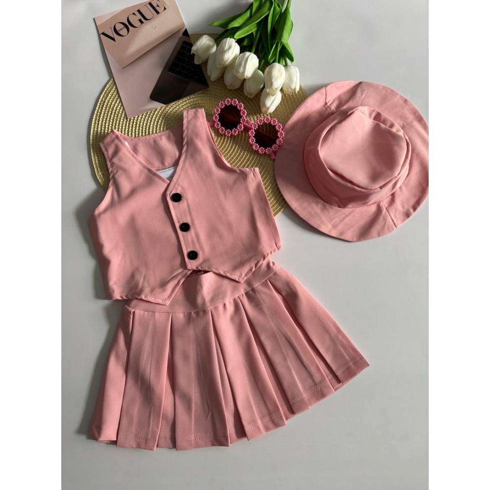 Літній костюм для маленької модниці колір рожевий 10845 Літній костюм для маленької модниці колір рожевий 10845