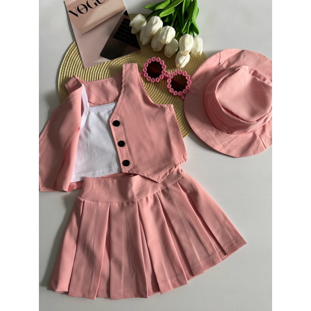 Літній костюм для маленької модниці колір рожевий 10845 Літній костюм для маленької модниці колір рожевий 10845