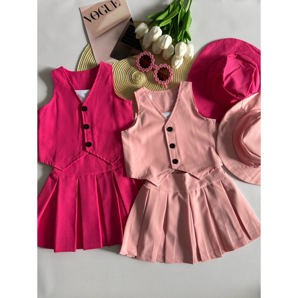 Літній костюм для маленької модниці колір рожевий 10845 Літній костюм для маленької модниці колір рожевий 10845