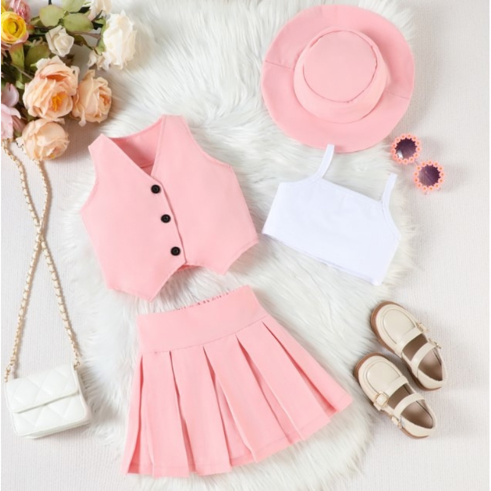 Літній костюм для маленької модниці колір рожевий 10845