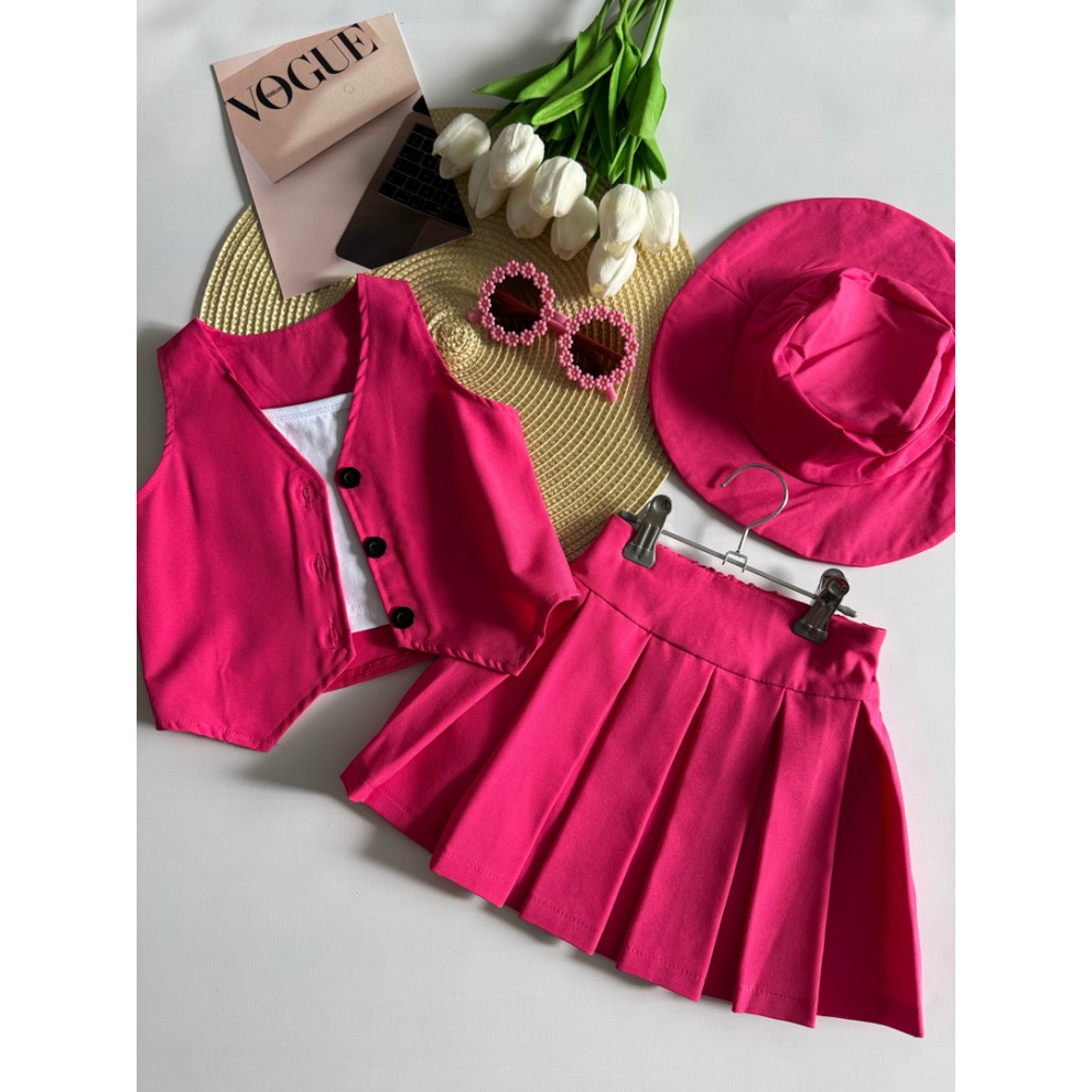 Літній костюм для маленької модниці колір малиновий 10846